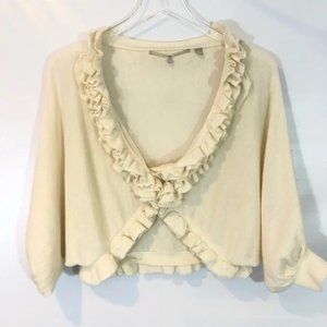 KNITTED & KNOTTED ANTHROPOLOGIE RUFFLE BOLERO CARDIGAN SIZE M